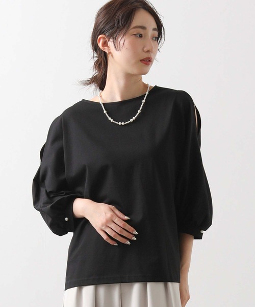 Gready Brilliant(グレディブリリアン)の「天竺肩スリットパフ7分カットソー(Tシャツ/カットソー・レディース・ブラック/ベージュ・38)」の12枚目の写真