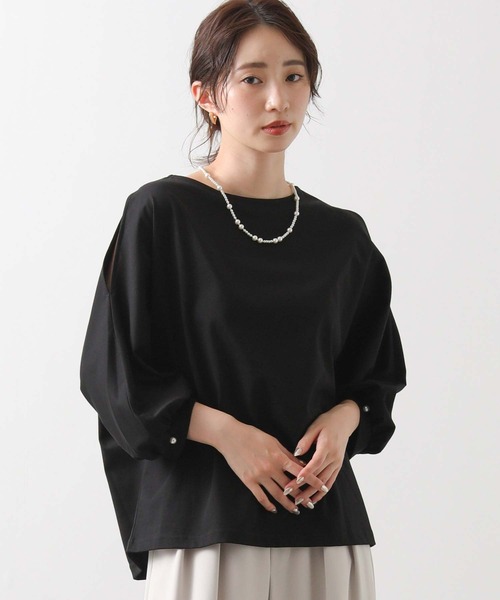 Gready Brilliant(グレディブリリアン)の「天竺肩スリットパフ7分カットソー(Tシャツ/カットソー・レディース・ブラック/ベージュ・38)」の13枚目の写真