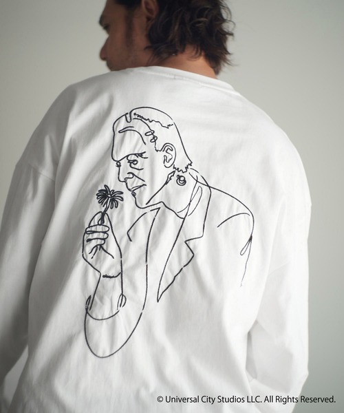 ADAM PATEK（アダムパテック）の「mlt5399-Frankenstein flowerstitch longsleeve 長袖Tシャツ(AP2524022)（Tシャツ/カットソー・メンズ・ホワイト/ブラック・1/2）」の2枚目の写真