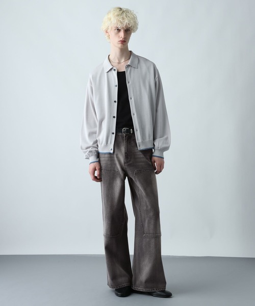 HARE（ハレ）の「ダブルニーデニムパンツ(HARE)（デニムパンツ・メンズ・ブルー/ブラック・MEDIUM/SMALL）」の4枚目の写真