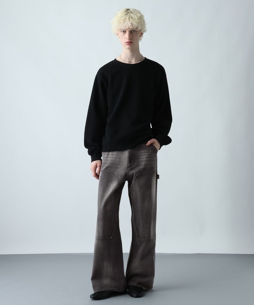 HARE（ハレ）の「ダブルニーデニムパンツ(HARE)（デニムパンツ・メンズ・ブルー/ブラック・MEDIUM/SMALL）」の5枚目の写真