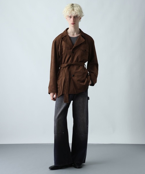 HARE（ハレ）の「ダブルニーデニムパンツ(HARE)（デニムパンツ・メンズ・ブルー/ブラック・MEDIUM/SMALL）」の7枚目の写真