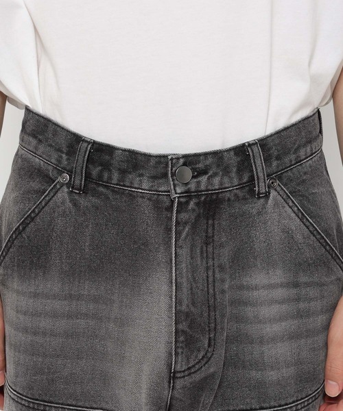 HARE（ハレ）の「ダブルニーデニムパンツ(HARE)（デニムパンツ・メンズ・ブルー/ブラック・MEDIUM/SMALL）」の14枚目の写真