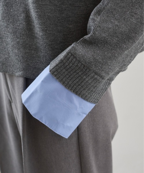 ANGIE（アンジー）の「シャツ襟 ドッキング　フェイクレイヤード ニット トップス（ニット/セーター・レディース・グレー/ブラウン/ライトグレー/ネイビー/グレー系/ネイビー系/ブラウン系その他・FREE）」の13枚目の写真