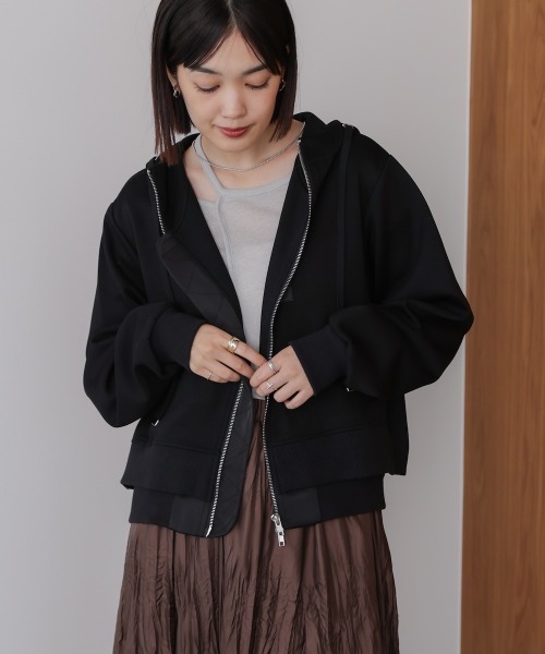 Bou Jeloud（ブージュルード）の「ダンボールレイヤードパーカー（テーラードジャケット・レディース・グレー/ブラック/アイボリー・FREE）」の2枚目の写真