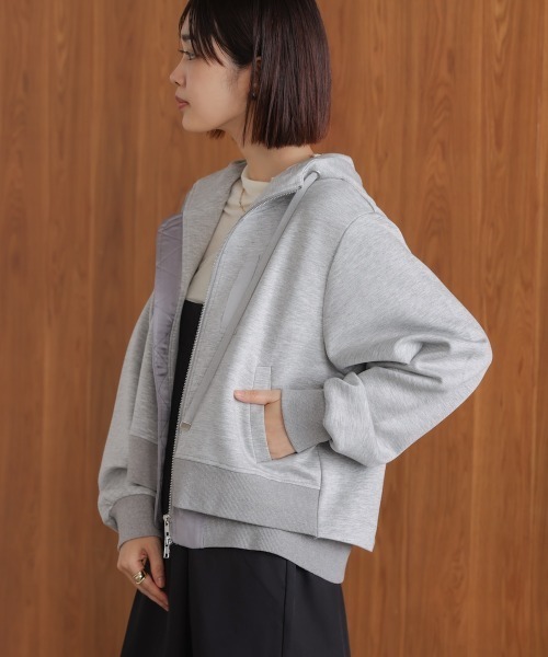 Bou Jeloud（ブージュルード）の「ダンボールレイヤードパーカー（テーラードジャケット・レディース・グレー/ブラック/アイボリー・FREE）」の5枚目の写真