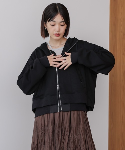 Bou Jeloud（ブージュルード）の「ダンボールレイヤードパーカー（テーラードジャケット・レディース・グレー/ブラック/アイボリー・FREE）」の17枚目の写真