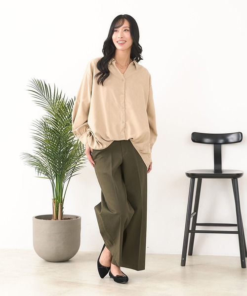 fort point(フォーポイント)の「【C-FORT POINT/フォートポイント】ピーチ起毛 スキッパー ブラウス(シャツ/ブラウス・レディース・ブラウン/カーキ/チャコールグレー/ベージュ・FREE)」の18枚目の写真