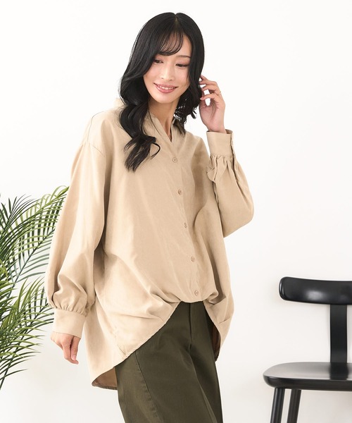 fort point(フォーポイント)の「【C-FORT POINT/フォートポイント】ピーチ起毛 スキッパー ブラウス(シャツ/ブラウス・レディース・ブラウン/カーキ/チャコールグレー/ベージュ・FREE)」の21枚目の写真