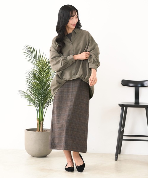 fort point(フォーポイント)の「【C-FORT POINT/フォートポイント】ピーチ起毛 スキッパー ブラウス(シャツ/ブラウス・レディース・ブラウン/カーキ/チャコールグレー/ベージュ・FREE)」の22枚目の写真