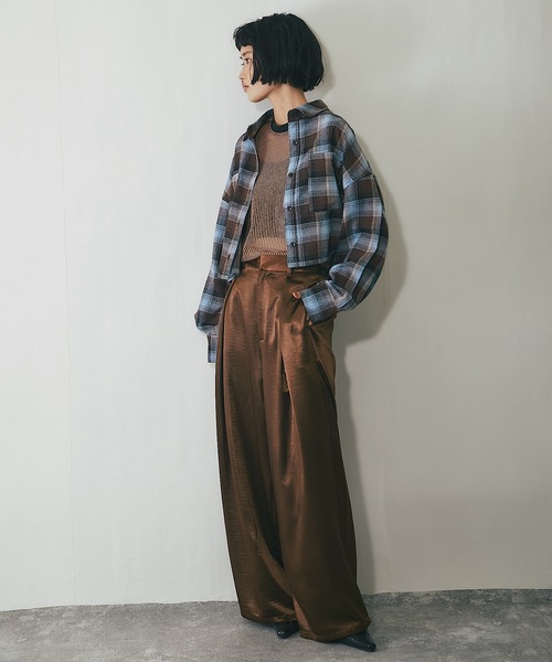 ANOTHER S(アナザーエス)の「サテンタックワイドパンツ(その他パンツ・レディース・ブラック/グレイッシュベージュ/ブラウン/ピンク・FREE)」の17枚目の写真