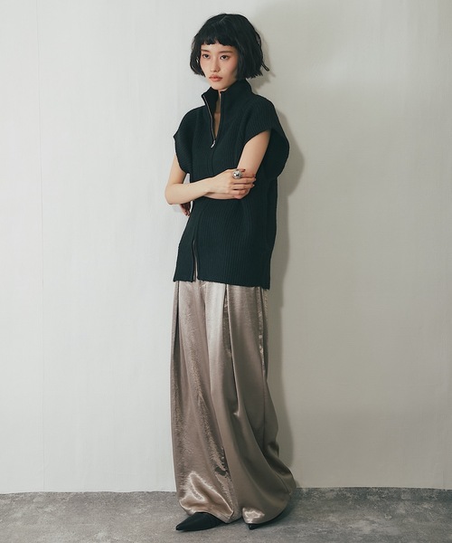ANOTHER S(アナザーエス)の「サテンタックワイドパンツ(その他パンツ・レディース・ブラック/グレイッシュベージュ/ブラウン/ピンク・FREE)」の22枚目の写真