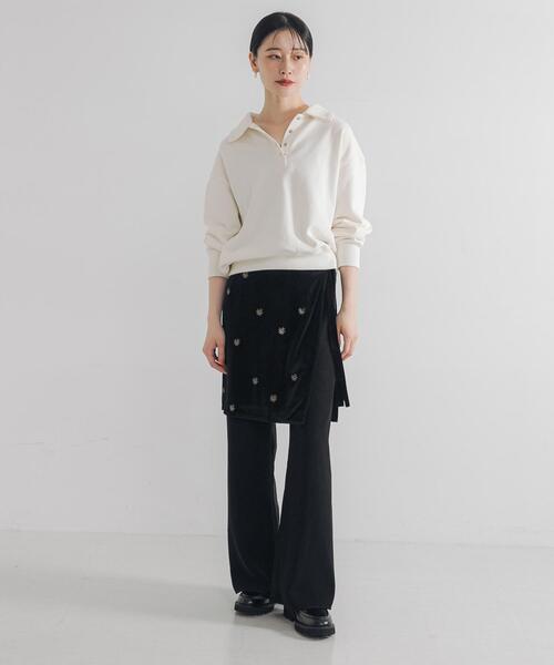 URBAN RESEARCH（アーバンリサーチ）の「ベロア刺繍ラップスカート（スカート・レディース・ブラック・FREE）」の7枚目の写真