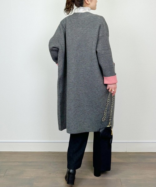 PICCIN(ピッチン)の「配色ロングカーディガン(カーディガン/ボレロ・レディース・チャコールグレー/ベージュ/アイボリー・M)」の10枚目の写真