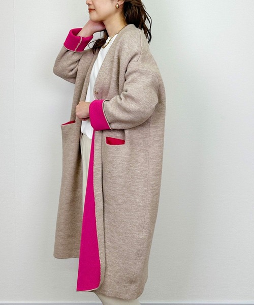 PICCIN(ピッチン)の「配色ロングカーディガン(カーディガン/ボレロ・レディース・チャコールグレー/ベージュ/アイボリー・M)」の16枚目の写真