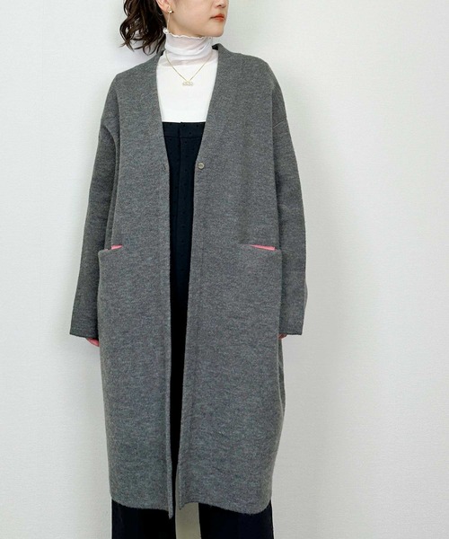 PICCIN(ピッチン)の「配色ロングカーディガン(カーディガン/ボレロ・レディース・チャコールグレー/ベージュ/アイボリー・M)」の11枚目の写真