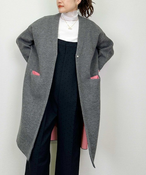 PICCIN(ピッチン)の「配色ロングカーディガン(カーディガン/ボレロ・レディース・チャコールグレー/ベージュ/アイボリー・M)」の4枚目の写真