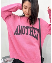 ニット/セーター（ピンク/桃色系・前面プリント）ファッション通販