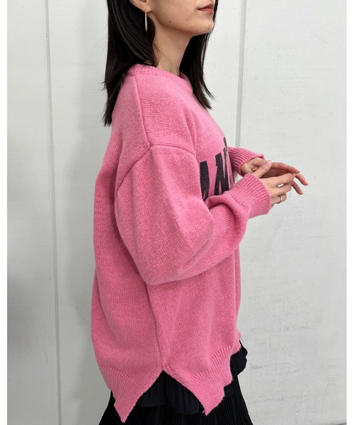 &soiree(アンドソワレ)の「【&soiree】カレッジロゴモヘアライクニットセーター(ニット/セーター・レディース・ピンク/ベージュ/グレー・FREE)」の11枚目の写真