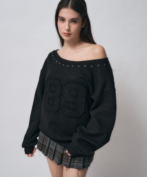 Midnight Move（ミッドナイトムーブ）の「A'GEM/9 × .kom 『MIDNIGHT MOVE/ミッドナイトムーブ』 89 rivet mtm/89リベットスウェット（スウェット・レディース・グレー/ブラック・FREE）」の6枚目の写真
