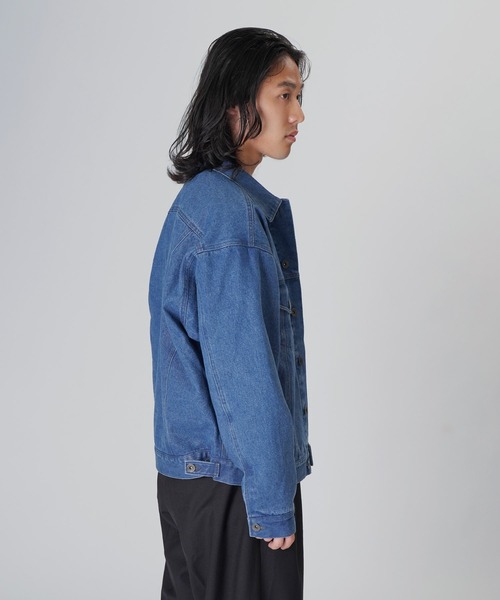 Aphlotus(アプロタス)の「オーバーサイズトラッカージャケット(デニムジャケット・メンズ・ブラック/ブルー・LARGE/MEDIUM/SMALL)」の9枚目の写真