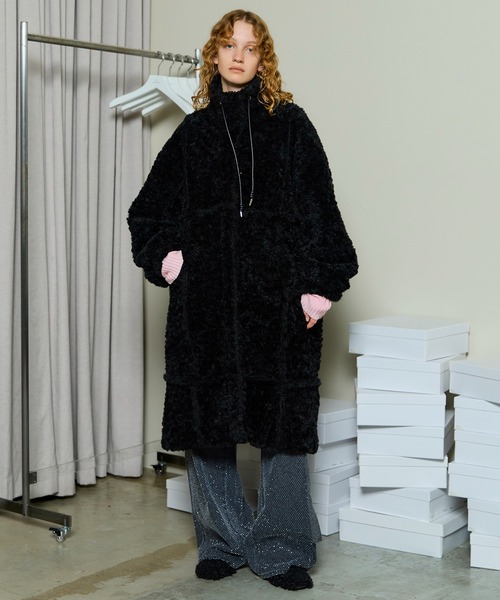 SONO ボア ブラックコート Sono - VERY掲載 sono ブラック ラウンディッシュボアコートの通販 by