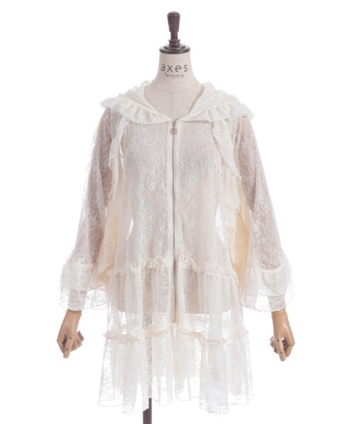 axes femme(アクシーズファム)の「ティアードレースパーカー(カーディガン/ボレロ・レディース・キナリ/ブラック・FREE)」の12枚目の写真