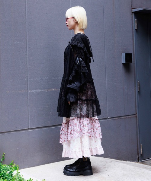 axes femme(アクシーズファム)の「ティアードレースパーカー(カーディガン/ボレロ・レディース・キナリ/ブラック・FREE)」の3枚目の写真