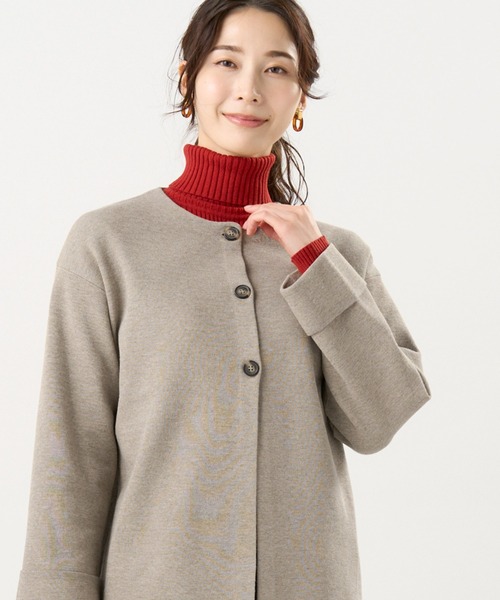 TOKYO SHIRTS(トウキョウシャツ)の「コクーン カーディガン(カーディガン/ボレロ・レディース・ベージュ/ネイビー・M/L)」の2枚目の写真