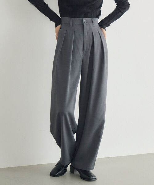 RETRO GIRL（レトロガール）の「【WEB限定】タックワイドパンツ（その他パンツ・レディース・チャコールグレー/ブラック/ベージュ・FREE）」の2枚目の写真