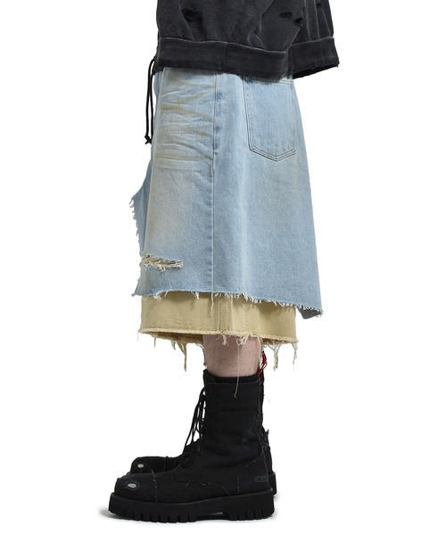 PROJECT GR（プロジェクトジーアール）の「LAYERED SKIRT SHORTS