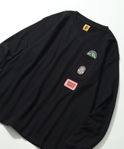 COBMASTER(コブマスター)の「【COBMASTER/コブマスター】 鹿の子 胸ポケット ワッペンロゴ クルーネック ロンT(Tシャツ/カットソー・メンズ・ブラック/パープル/グリーン・M(38)/L(40)/XL(42))」の1枚目の写真