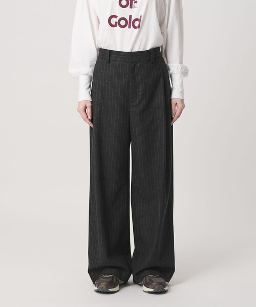 BEAUTY&YOUTH UNITED ARROWS（ビューティーアンドユースユナイテッドアローズ）の「ストライプ タックワイドパンツ（スラックス・レディース・ダークグレー/ブラック・M/XS/S）」の9枚目の写真