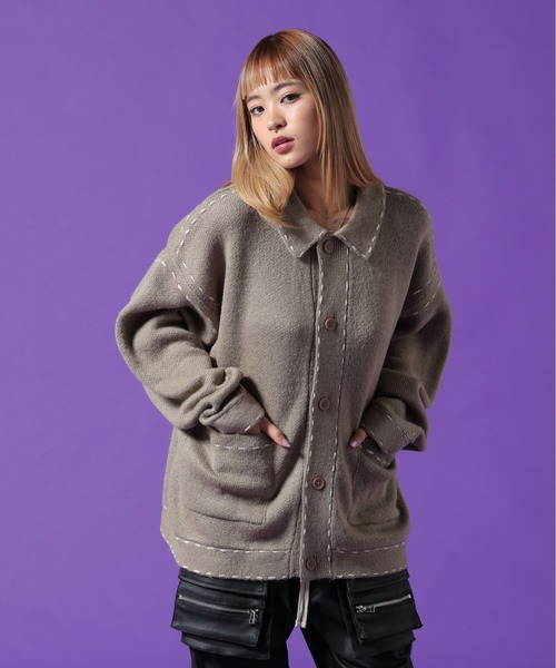 DANKE SCHON(ダンケシェーン)の「【WEB&DEPOT限定】DankeSchon/ダンケシェーン/ST KNIT JACKET(その他アウター・レディース・チャコールグレー/ブラック/ベージュ・L/XL/M)」の3枚目の写真