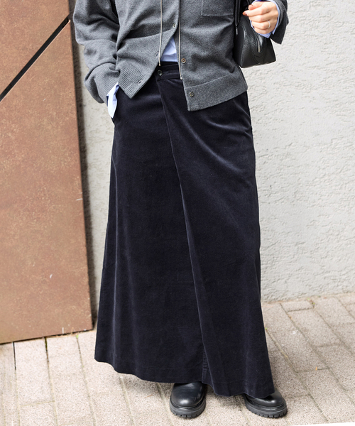 JOURNAL STANDARD（ジャーナルスタンダード）の「Velour wrap skirt（スカート・レディース・キャメル/ネイビー・36/38）」の2枚目の写真