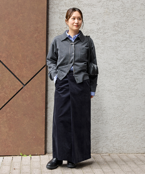 JOURNAL STANDARD（ジャーナルスタンダード）の「Velour wrap skirt（スカート・レディース・キャメル/ネイビー・36/38）」の4枚目の写真