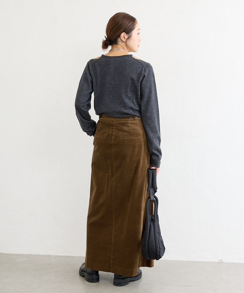 JOURNAL STANDARD（ジャーナルスタンダード）の「Velour wrap skirt（スカート・レディース・キャメル/ネイビー・36/38）」の6枚目の写真