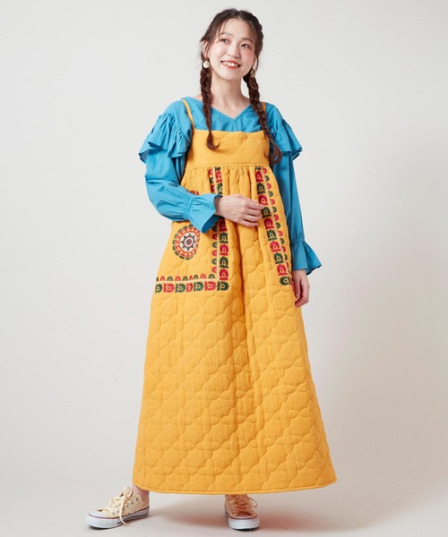 チャイハネ(チャイハネ)の「【チャイハネ】ナフィーサキルティングキャミワンピース(ワンピース・レディース・ブラック/イエロー・FREE)」の6枚目の写真