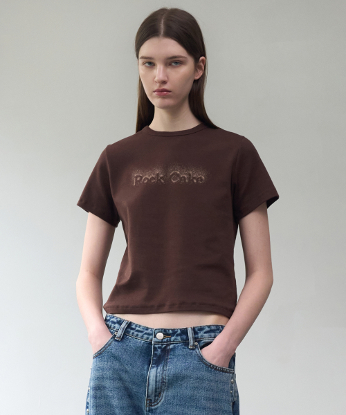 ROCKCAKE(ロックケーキ)の「Point Drawing Logo Top - Brown(Tシャツ/カットソー・レディース・その他・SMALL)」の1枚目の写真