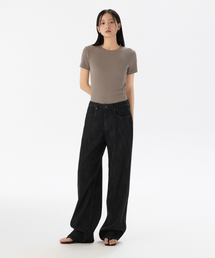 MUSINSA STANDARD WOMAN | ウィメンズリネンライクワイドデニムパンツ[ローブラック](デニムパンツ)