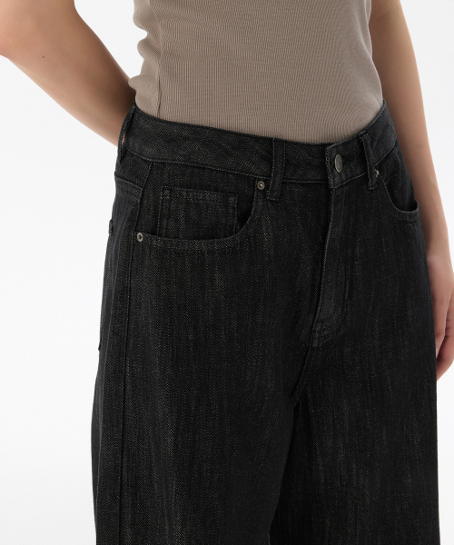 MUSINSA STANDARD WOMAN（ムシンサスタンダードウーマン）の「ウィメンズリネンライクワイドデニムパンツ[ローブラック]（デニムパンツ・レディース・その他・23/24/25/26/27/28/29/30/32）」の5枚目の写真