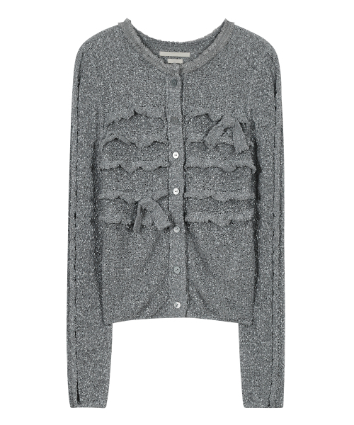TYPESERVICE（タイプサービス）の「Fuzzy Ruffled Ribbon Cardigan [Gray]（カーディガン/ボレロ・レディース・その他・FREE）」の6枚目の写真