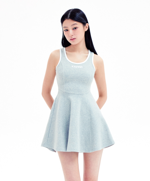 YOUHEE(ユヒ)の「RINGER FLARE MINI DRESS MELANGE GREY(ワンピース・レディース・その他・SMALL/MEDIUM)」の1枚目の写真