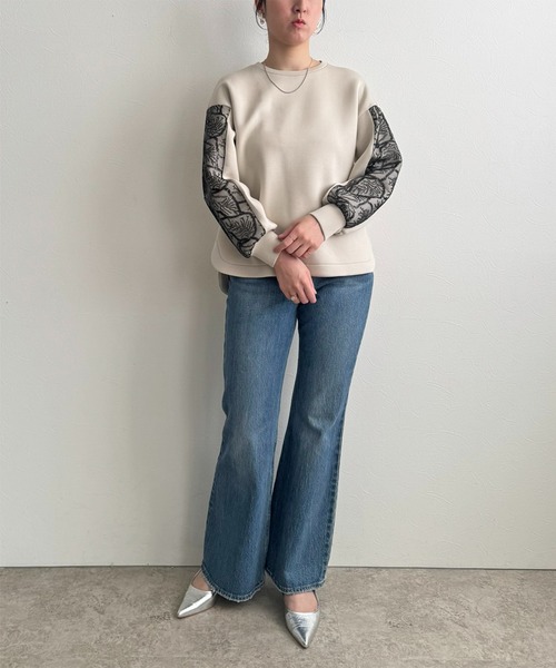LHELBIE(レルビエ)の「レーススリーブトップス(その他トップス・レディース・オフホワイト/ブラック/ベージュ・M)」の11枚目の写真