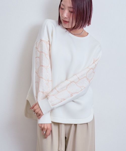 LHELBIE(レルビエ)の「レーススリーブトップス(その他トップス・レディース・オフホワイト/ブラック/ベージュ・M)」の21枚目の写真