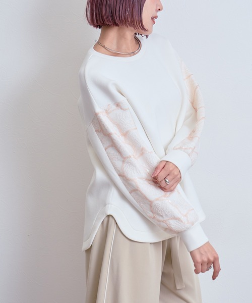 LHELBIE(レルビエ)の「レーススリーブトップス(その他トップス・レディース・オフホワイト/ブラック/ベージュ・M)」の5枚目の写真