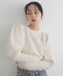 モヘアパフスリーブニット