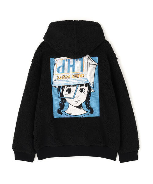 over print(オーバープリント)の「overprint/オーバープリント/【LHP EXCLUSIVE】SHOPPER Bonding Boa Hoodie(パーカー・メンズ・グレー/ブラック/ブラウン・M/L/XL/S)」の2枚目の写真