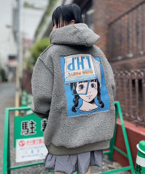over print(オーバープリント)の「overprint/オーバープリント/【LHP EXCLUSIVE】SHOPPER Bonding Boa Hoodie(パーカー・メンズ・グレー/ブラック/ブラウン・M/L/XL/S)」の17枚目の写真