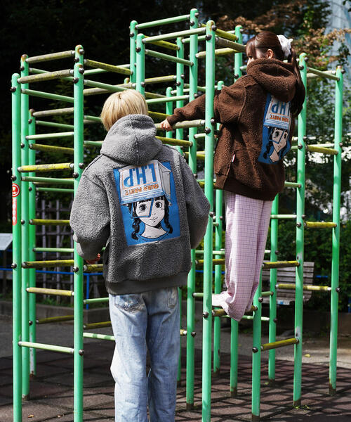 over print(オーバープリント)の「overprint/オーバープリント/【LHP EXCLUSIVE】SHOPPER Bonding Boa Hoodie(パーカー・メンズ・グレー/ブラック/ブラウン・M/L/XL/S)」の11枚目の写真